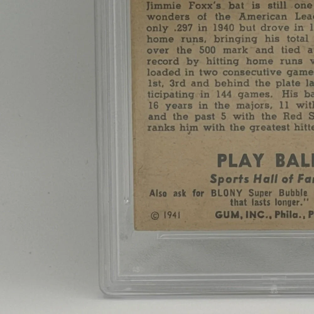 1941 Play Ball Jimmie Foxx #13 PSA 2 Boston Red Sox MLB HOF Card Vintage
